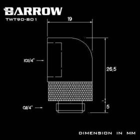 Barrow G1/4 Male Rotary to 90 Degree Female Angle - Black